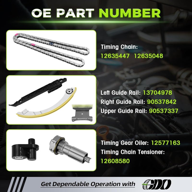 GDO Store 2.4 Ecotec Timing Chain Kit W/Tensioner 94201S Compatible with 2010-2017 Chevy Equinox Malibu, GMC Terrain, Buick Verano Regal Lacrosse, Saturn Aura/Vue,2.4L 2.0L 2.2#12680750 kit cadena de tiempo - Image 4